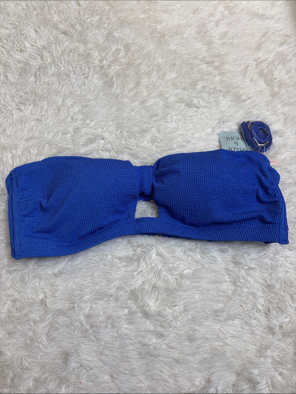 NWT Shade & Shore Blue Textured Keyhole Front Removable Straps Swim Top 2X